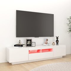 vidaXL TV skapītis ar LED lampiņām, 180x35x40 cm, spīdīgi balts цена и информация | Тумбы под телевизор | 220.lv