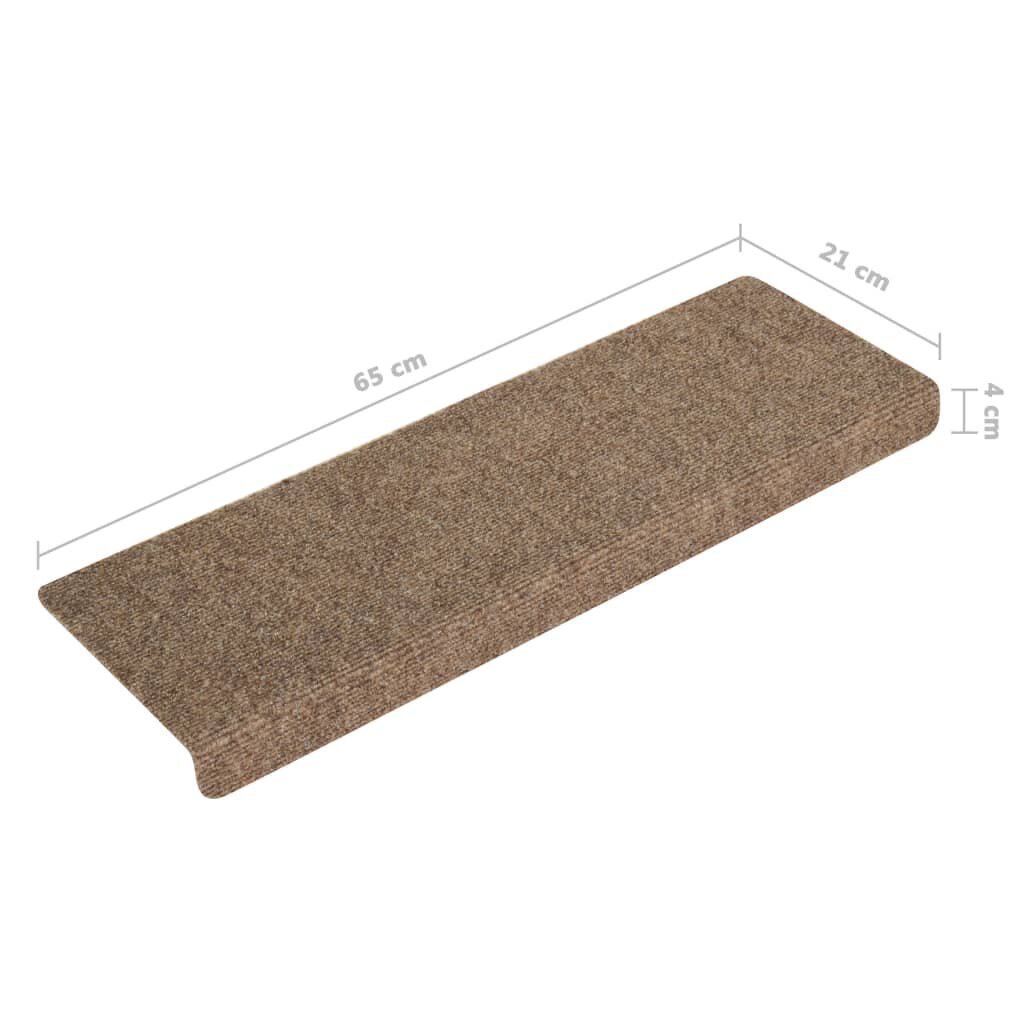 vidaXL kāpņu paklāji, 15 gab., 65x25 cm, krēmkrāsas цена и информация | Paklāji | 220.lv