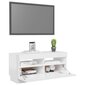 vidaXL TV skapītis ar LED lampiņām, spīdīgi balts, 80x35x40 cm cena un informācija | TV galdiņi | 220.lv