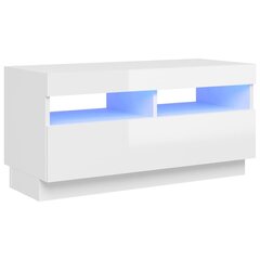 vidaXL TV skapītis ar LED lampiņām, spīdīgi balts, 80x35x40 cm цена и информация |  Тумбы под телевизор | 220.lv