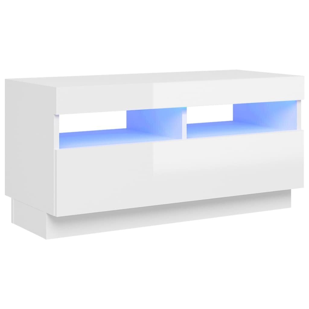 vidaXL TV skapītis ar LED lampiņām, spīdīgi balts, 80x35x40 cm cena un informācija | TV galdiņi | 220.lv