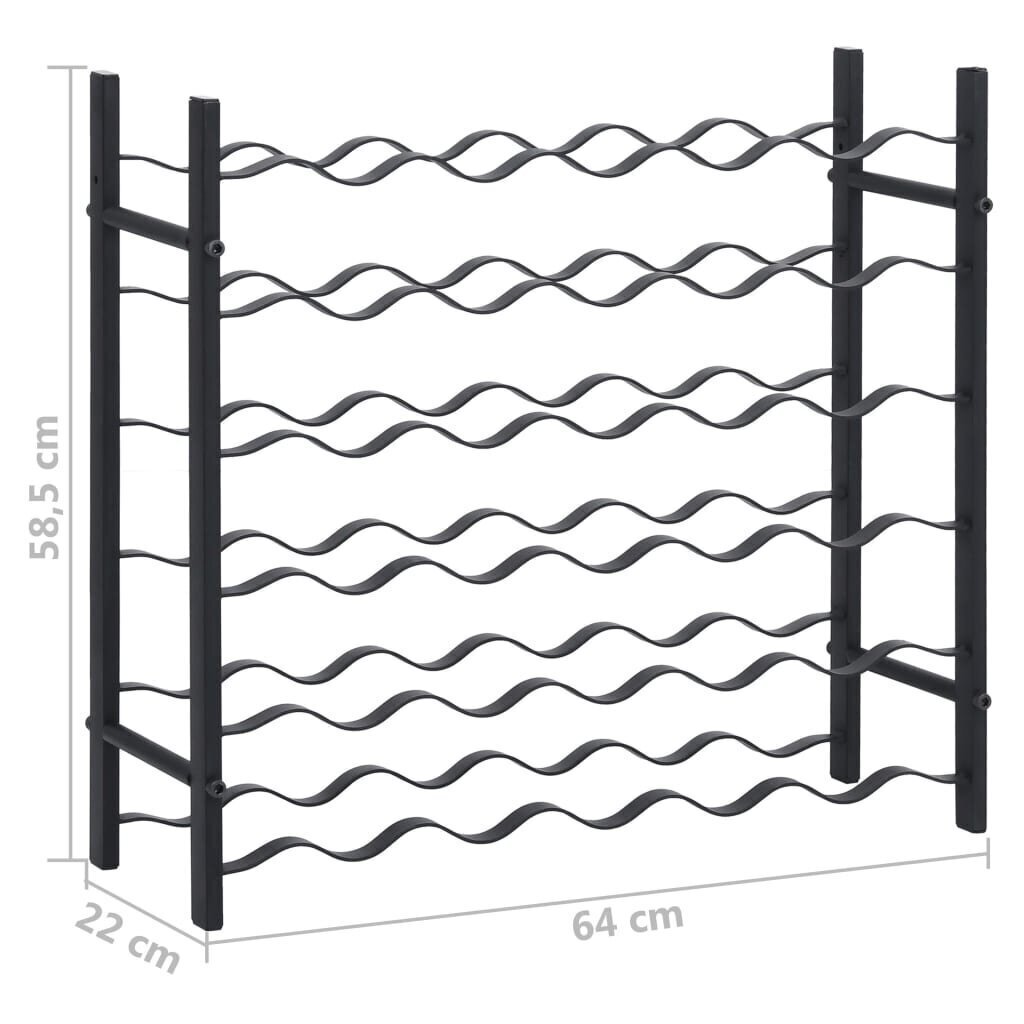 vidaXL vīna pudeļu plaukts 36 pudelēm, melna dzelzs cena un informācija | Virtuves piederumi | 220.lv