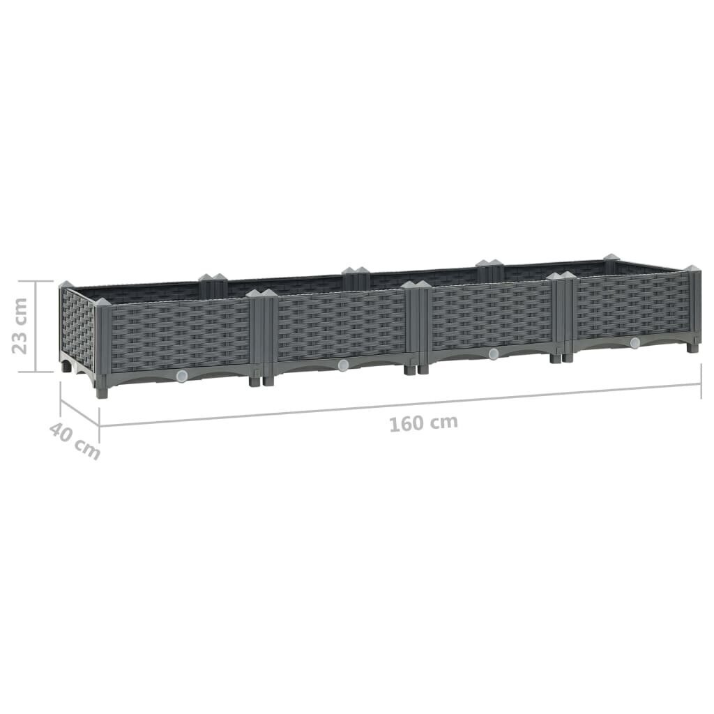 vidaXL puķu kaste, 160x40x23 cm, polipropilēns cena un informācija | Balkona kastes | 220.lv