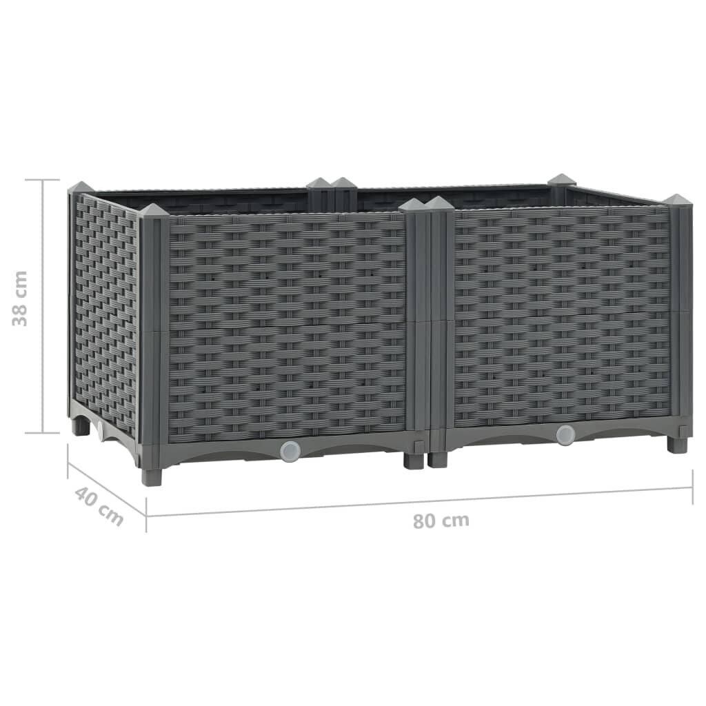 vidaXL puķu kaste, 80x40x38 cm, polipropilēns цена и информация | Balkona kastes | 220.lv