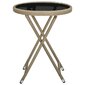 vidaXL kafijas galdiņš, bēšs, 60 cm, PE rotangpalma un rūdīts stikls cena un informācija | Dārza galdi | 220.lv