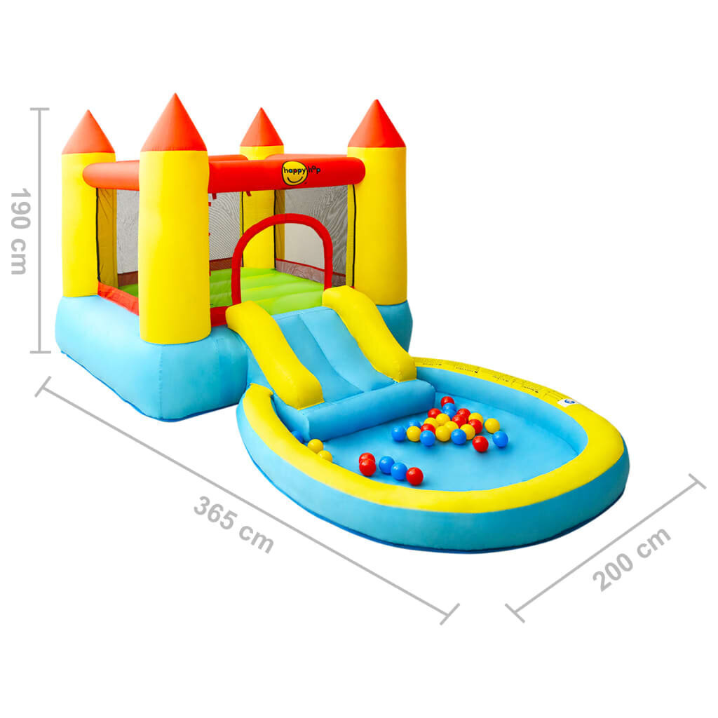 Happy Hop piepūšamā atrakcija ar slidkalniņu, 200x365x190 cm, PVC cena un informācija | Piepūšamās rotaļlietas un pludmales preces | 220.lv