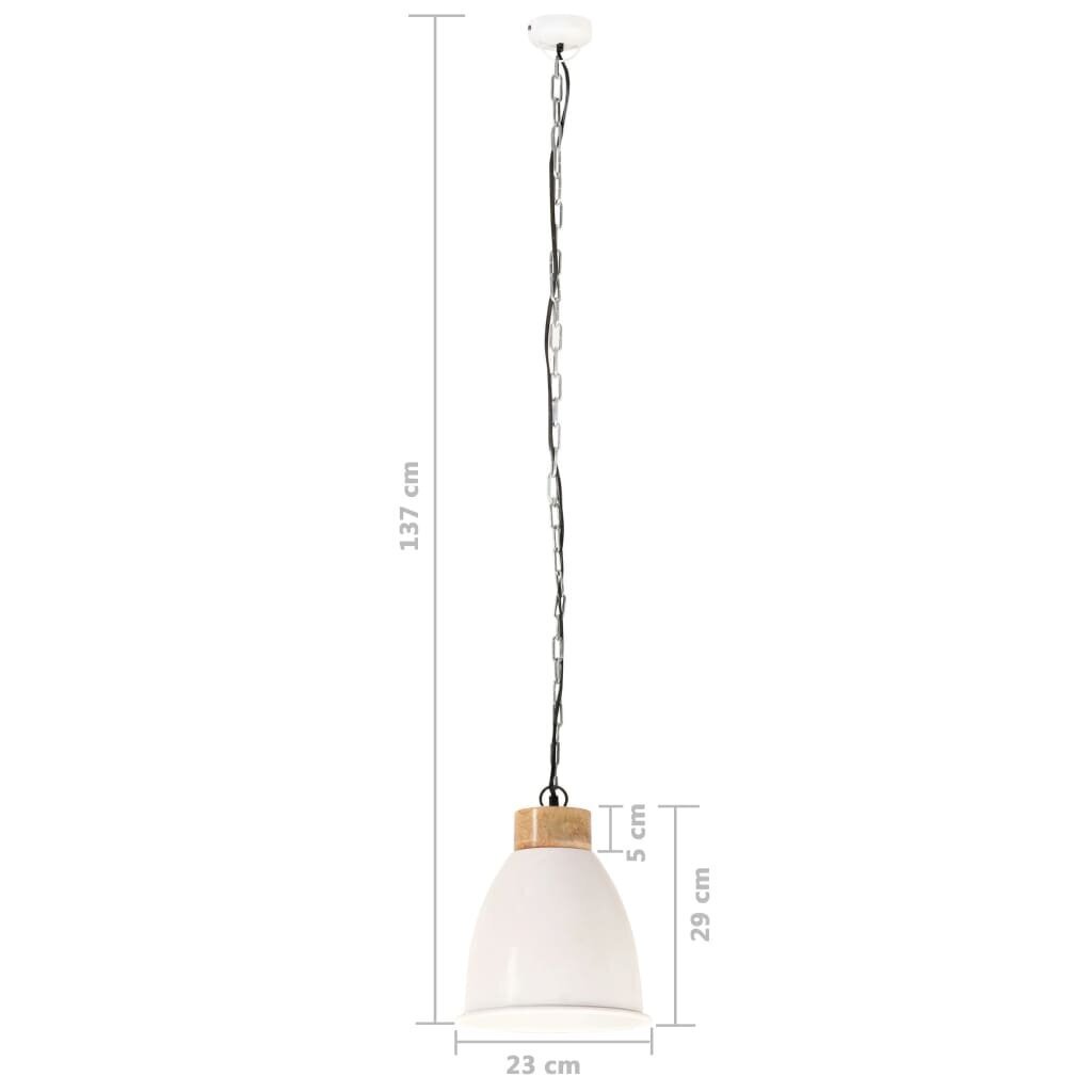 vidaXL griestu lampa, industriāla, balta, dzelzs, koks, 23 cm, E27 cena un informācija | Piekaramās lampas | 220.lv