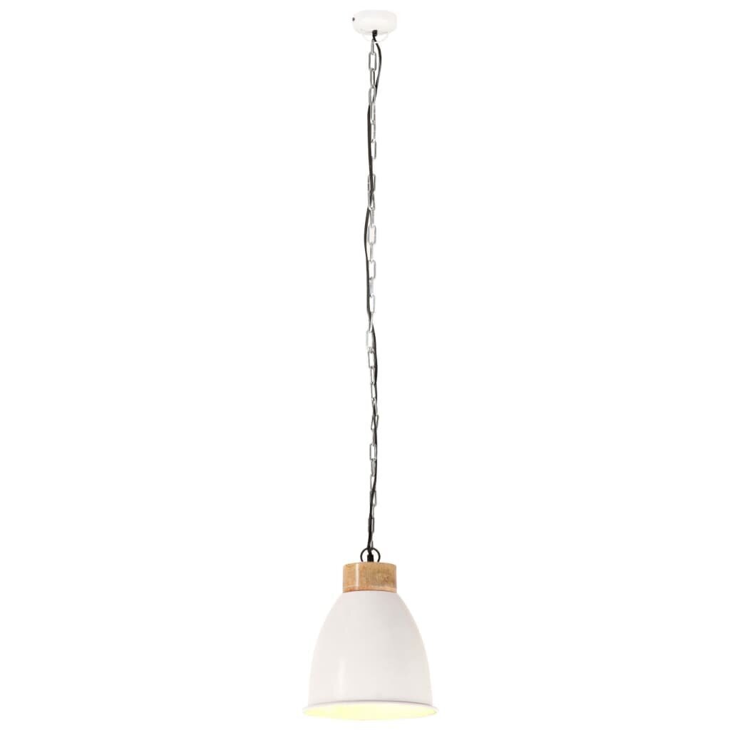 vidaXL griestu lampa, industriāla, balta, dzelzs, koks, 23 cm, E27 цена и информация | Piekaramās lampas | 220.lv