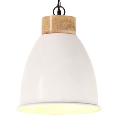 vidaXL griestu lampa, industriāla, balta, dzelzs, koks, 23 cm, E27 цена и информация | Люстры | 220.lv