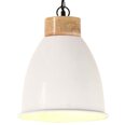 vidaXL griestu lampa, industriāla, balta, dzelzs, koks, 23 cm, E27