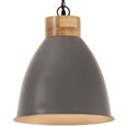 vidaXL griestu lampa, industriāla, pelēka, dzelzs, koks, 35 cm, E27