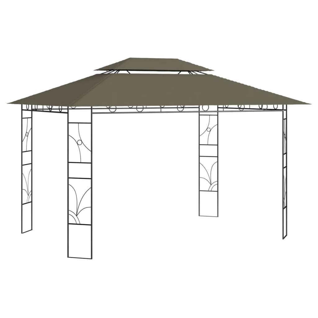 vidaXL dārza nojume, 4x3x2,7 m, pelēkbrūna, 160 g/m² цена и информация | Dārza nojumes un lapenes | 220.lv