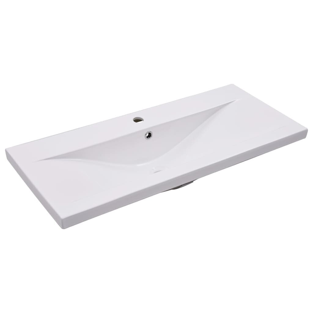 vidaXL vannasistabas mēbeļu komplekts, spīdīgi balts, skaidu plāksne цена и информация | Vannas istabas mēbeļu komplekti | 220.lv