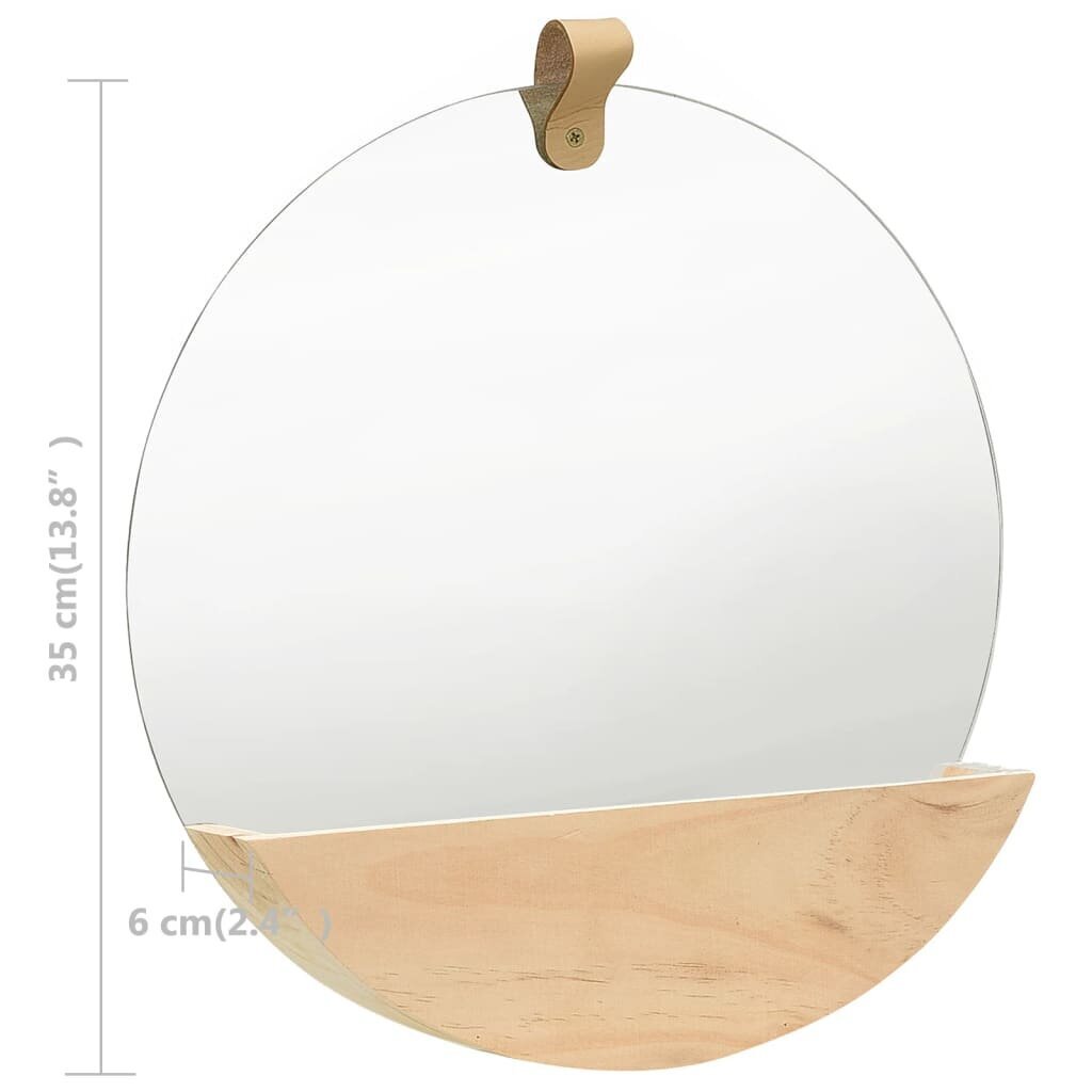 vidaXL sienas spogulis, priedes masīvkoks, 35 cm cena un informācija | Spoguļi | 220.lv