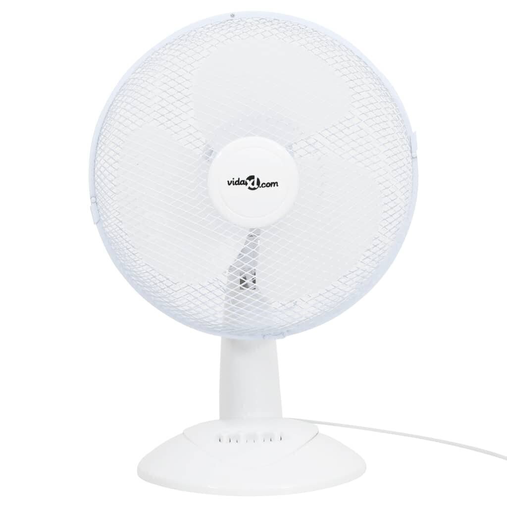 vidaXL galda ventilators ar 3 ātrumiem, 30 cm, 40 W, balts cena un informācija | Ventilatori | 220.lv