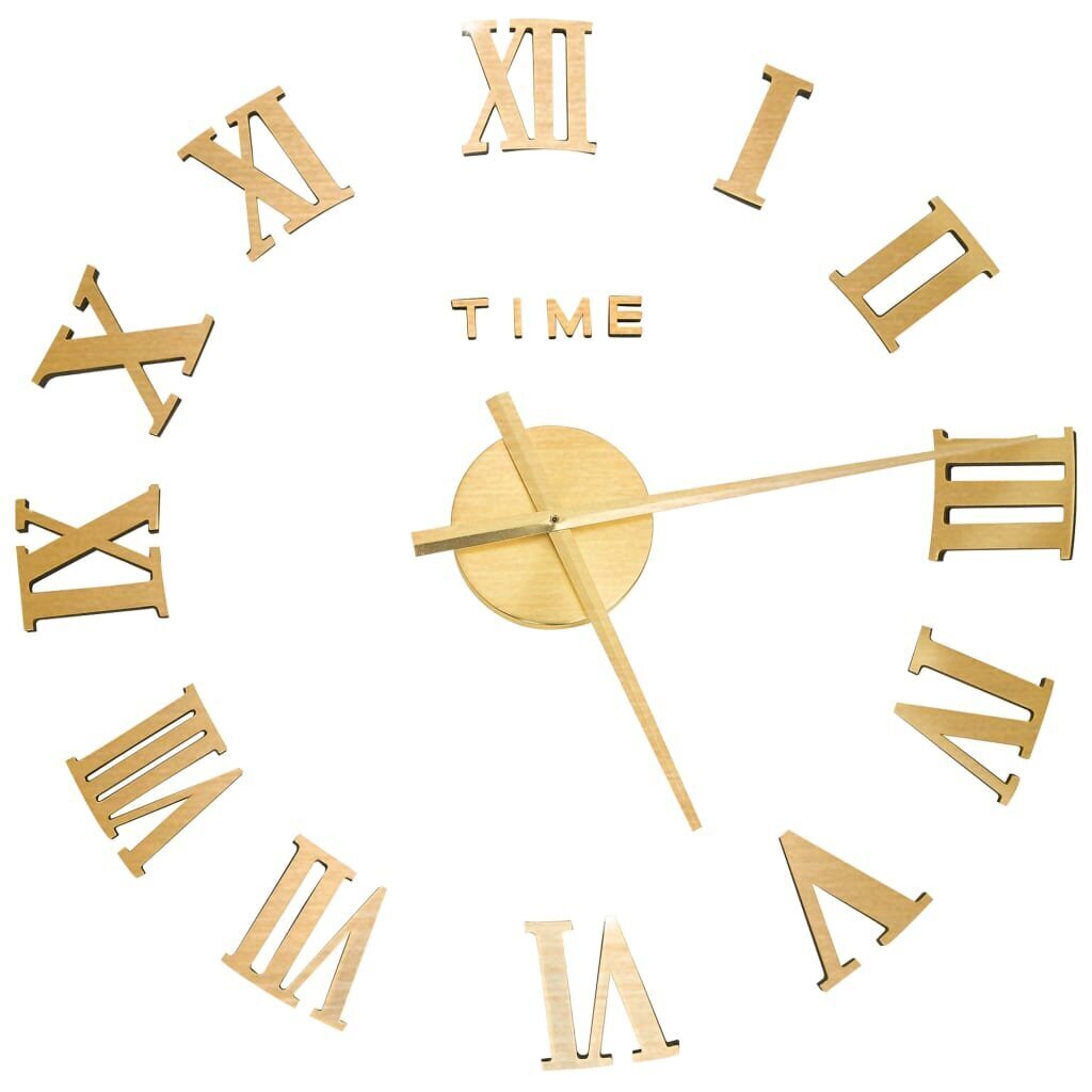 vidaXL 3D sienas pulkstenis, moderns dizains, zelta krāsa, 100 cm, XXL cena un informācija | Pulksteņi | 220.lv