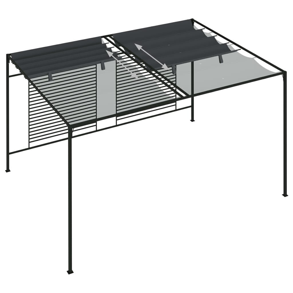 vidaXL dārza nojume ar izvelkamu jumtu, 4x3x2,3m, pelēka, 180 g/m² cena un informācija | Dārza nojumes un lapenes | 220.lv