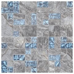 vidaXL mozaīkas flīzes, 11 gab., pelēkzilas, 30x30 cm, stikls cena un informācija | Sienas flīzes | 220.lv