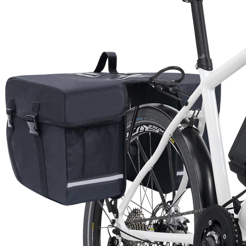 vidaXL dubulta soma velosipēda bagāžniekam, ūdensdroša, 35 L, melna цена и информация | Velo somas, telefona turētāji | 220.lv
