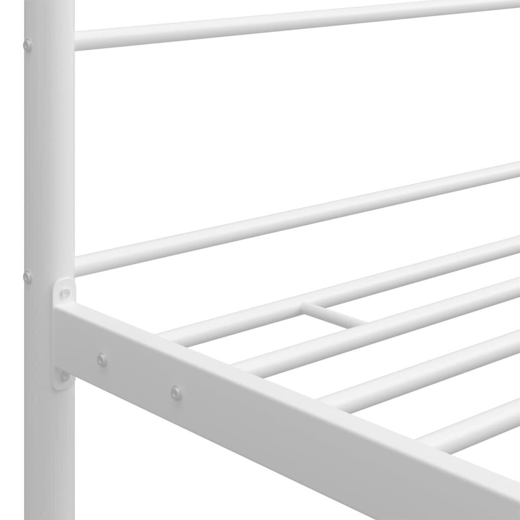 vidaXL gultas rāmis ar nojumi, balts metāls, 90x200 cm cena un informācija | Gultas | 220.lv