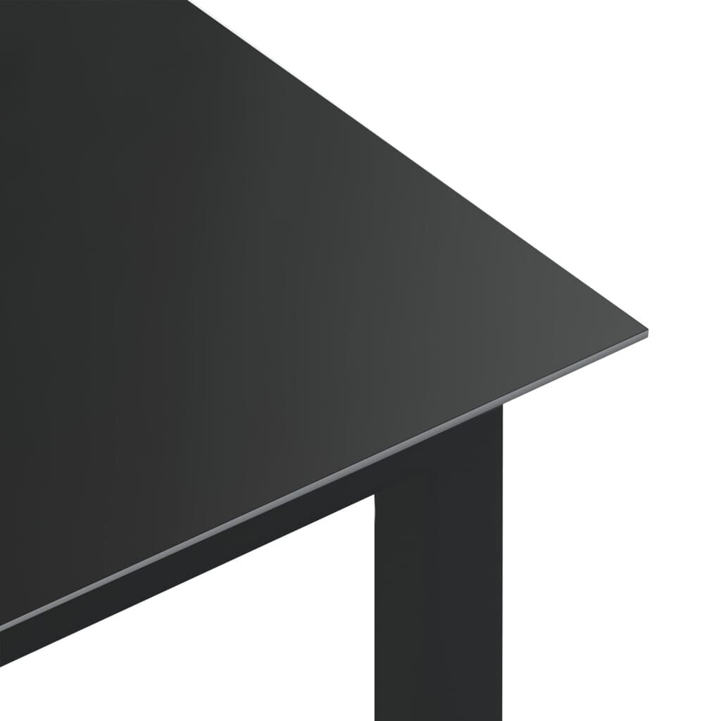 vidaXL dārza galds, melns, 190x90x74 cm, alumīnijs un stikls cena un informācija | Dārza galdi | 220.lv