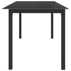 vidaXL dārza galds, melns, 190x90x74 cm, alumīnijs un stikls cena un informācija | Dārza galdi | 220.lv