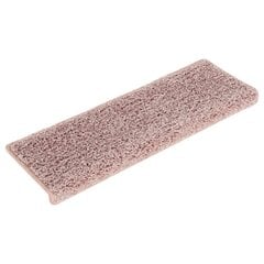 vidaXL kāpņu paklāji, 15 gab., 65x25 cm, balti un rozā cena un informācija | Paklāji | 220.lv