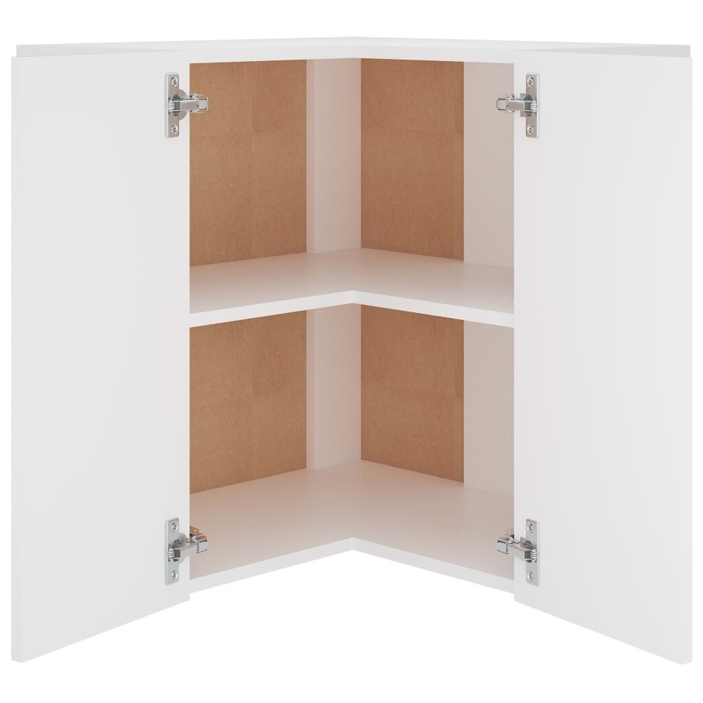 vidaXL piekarams stūra skapītis, balts, 57x57x60 cm, kokskaidu plātne cena un informācija | Virtuves skapīši | 220.lv