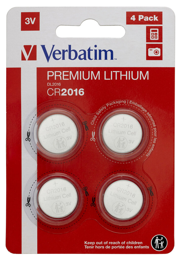 Verbatim CR2016 3V baterijas, 4 gab cena un informācija | Baterijas | 220.lv