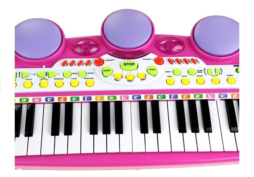 Bērnu klavieres ar mikrofonu un krēslu, rozā цена и информация | Attīstošās rotaļlietas | 220.lv