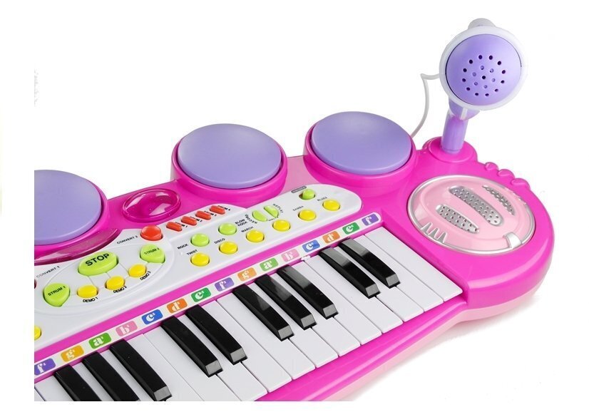 Bērnu klavieres ar mikrofonu un krēslu, rozā цена и информация | Attīstošās rotaļlietas | 220.lv