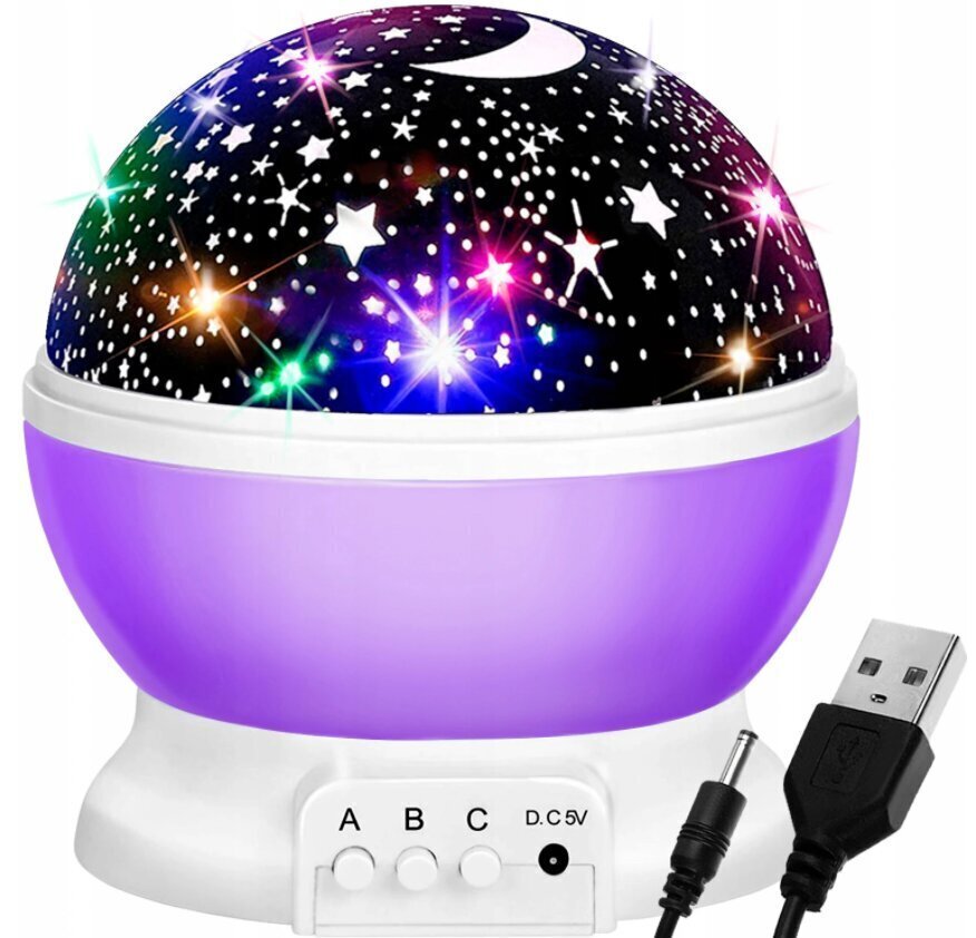 Zvaigžņu projektora nakts lampa 2in1 USB, violeta цена и информация | Svētku dekorācijas | 220.lv