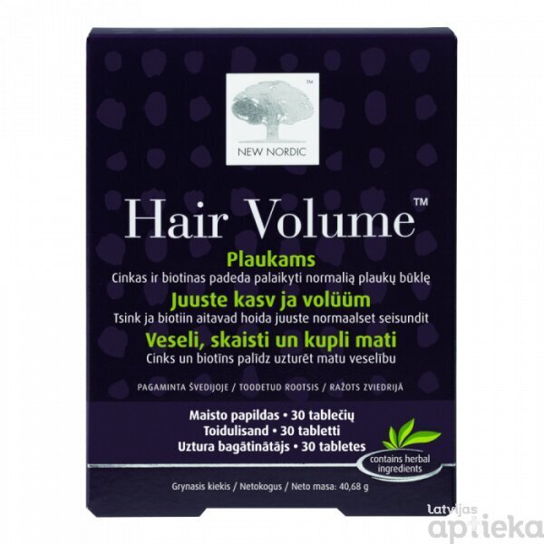 Hair Volume tab.N30 цена и информация | Vitamīni, preparāti, uztura bagātinātāji skaistumam | 220.lv