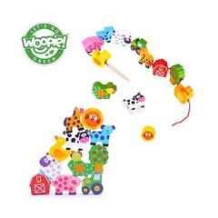 WOOPIE GREEN Koka bloki "Ferma" 13 detaļas cena un informācija | Attīstošās rotaļlietas | 220.lv