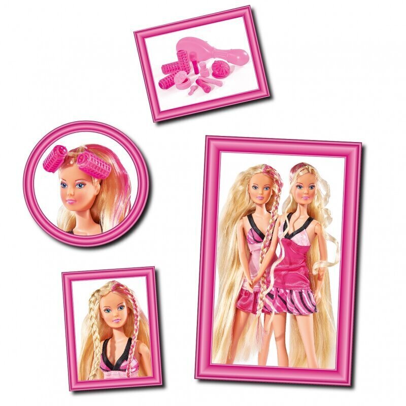 Lelle ar gariem matiem tumši rozā kleitā cena un informācija | Rotaļlietas meitenēm | 220.lv