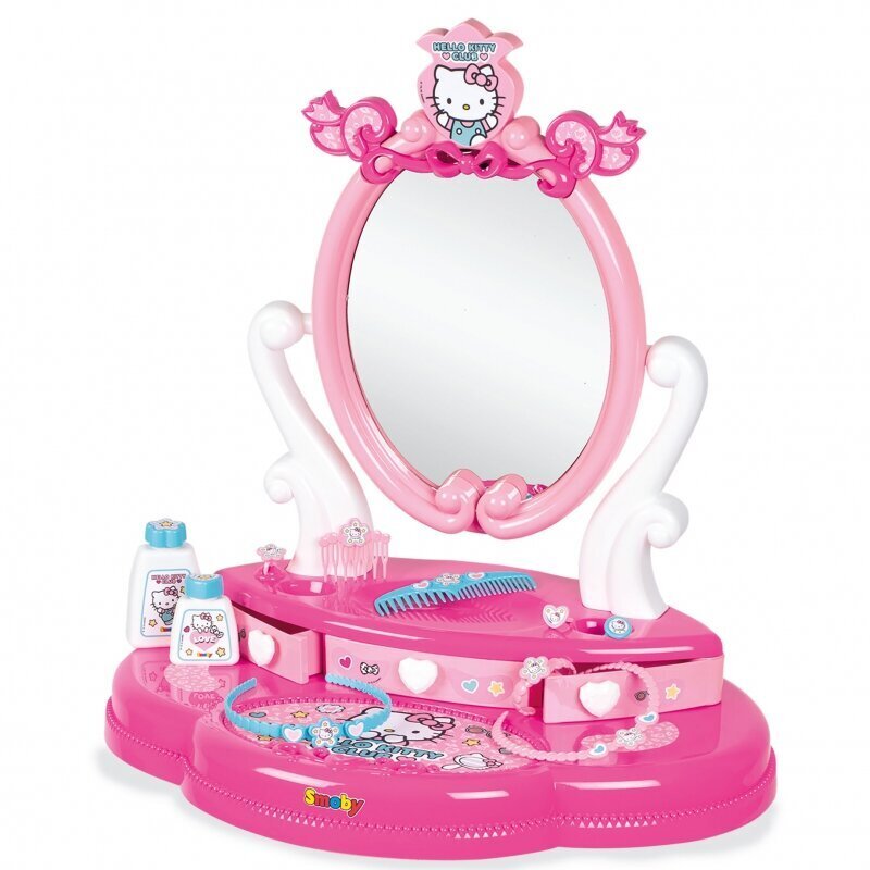 Tualetes galdiņš Smoby Hello Kitty 2in1 ar krēslu Mirror cena un informācija | Rotaļlietas meitenēm | 220.lv