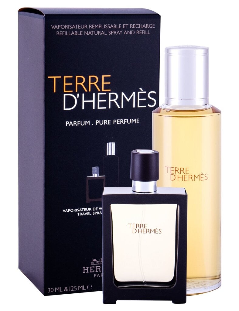 Komplekts viriešiem Hermes Terre D' Hermes: parfimērijas ūdens, EDP, ​​30 ml (atkārtoti uzpildāms iepakojums) + parfimērijas ūdens, EDP (uzpildīšanai), 125 ml цена и информация | Vīriešu smaržas | 220.lv