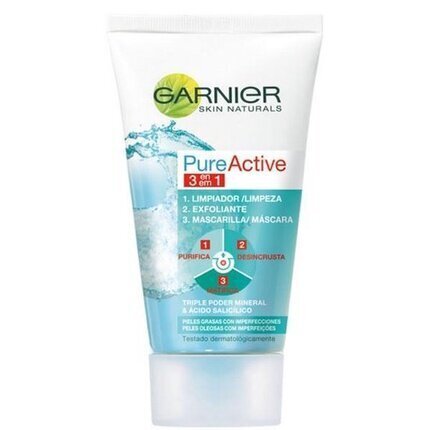 Sejas tīrīšanas želeja Garnier Pure Active 3 in 1, 150 ml цена и информация | Sejas ādas kopšana | 220.lv