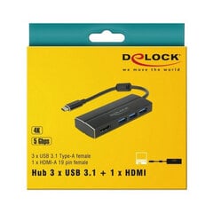 Adapteris Delock USB 3.1 Gen 1 > 3x USB3.0-A + HDMI ( DP Alt Mode) 63931 цена и информация | Адаптеры и USB разветвители | 220.lv