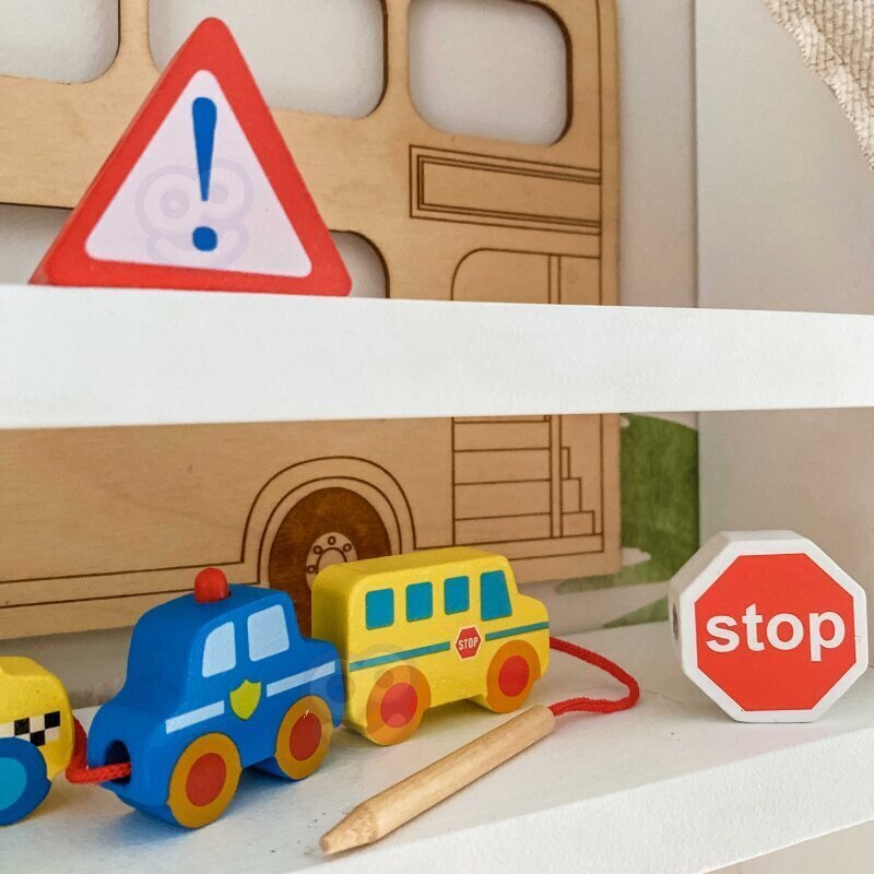 WOOPIE GREEN Koka bloki "Transports" 13 detaļas cena un informācija | Attīstošās rotaļlietas | 220.lv