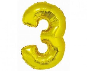 Folija balons ar ciparu 3 (nepiepūsts), 76 cm cena un informācija | Baloni | 220.lv
