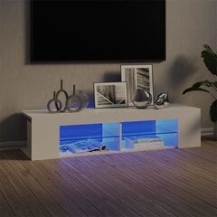 vidaXL TV plaukts ar LED lampiņām, 135x39x30 cm, spīdīgi balts cena un informācija | TV galdiņi | 220.lv