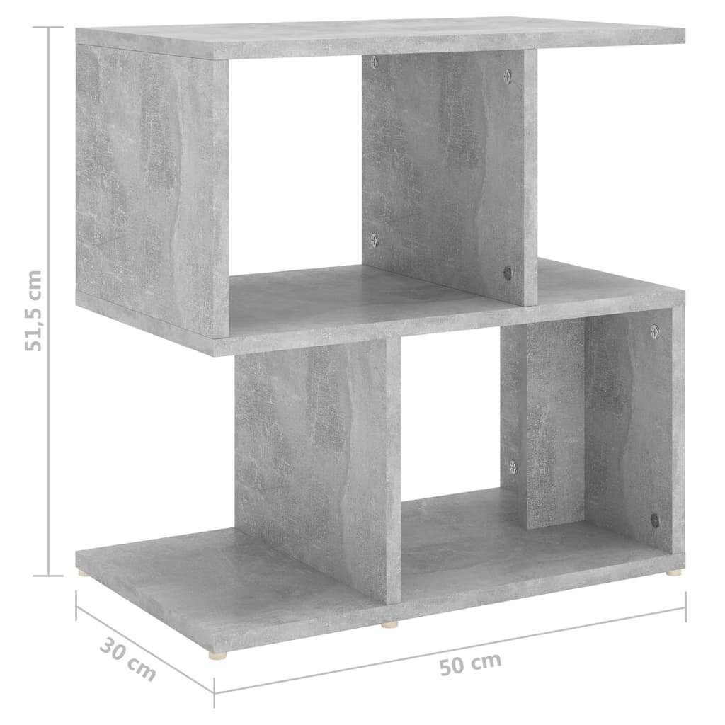 vidaXL naktsskapītis, betona pelēks, 50x30x51,5 cm, skaidu plāksne cena un informācija | Naktsskapīši | 220.lv