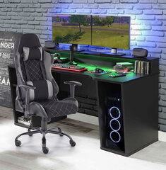 Datorspēļu galda un krēsla komplekts Drake, melns/pelēks cena un informācija | Datorgaldi, rakstāmgaldi, biroja galdi | 220.lv