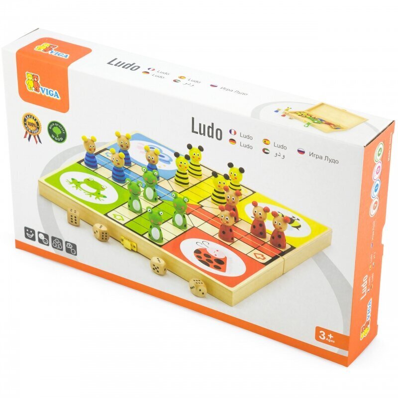 Galda koka spēle "Ludo", Viga Toys cena un informācija | Galda spēles | 220.lv