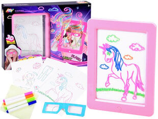 Доска с подсветкой и 3D-очками, розовая цена и информация | Развивающие игрушки | 220.lv