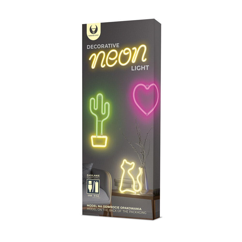 Neona LED gaisma LOVE rozā krāsā, Baterijas + USB cena un informācija | Sienas lampas | 220.lv
