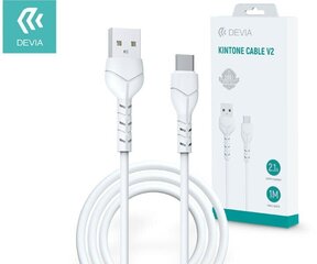 USB kabelis Devia Kintone Type-C 1.0m balts 5V 2.1A цена и информация | Кабели для телефонов | 220.lv