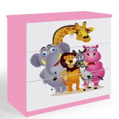 Комод Babydreams - Зоопарк, розовый цена и информация | Комоды | 220.lv