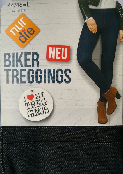 Nur Die треггинсы "Biker Treggings in Jeans-Optik" черный цвет цена | 220.lv